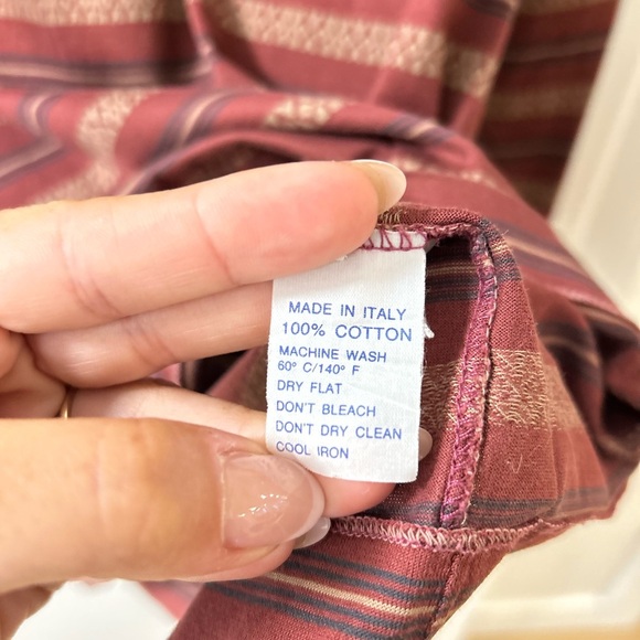 Longchamp Men's Casual Striped Shirt - Red and Tan - Picture 4 of 5